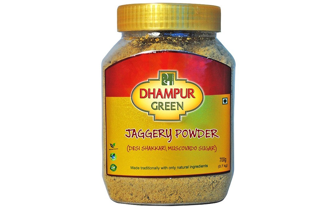 Dhampur Green Jaggery Powder (Desi Shakkar/ Muscovado Sugar)   Plastic Jar  700 grams